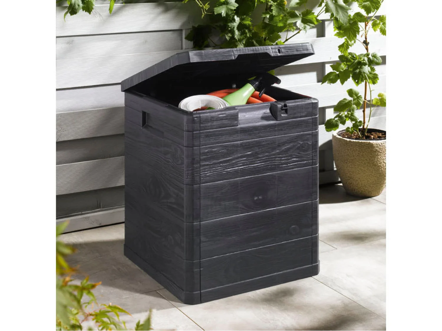 LIVARNO home Coffre de jardin, cadenassable, 90 L, en plastique