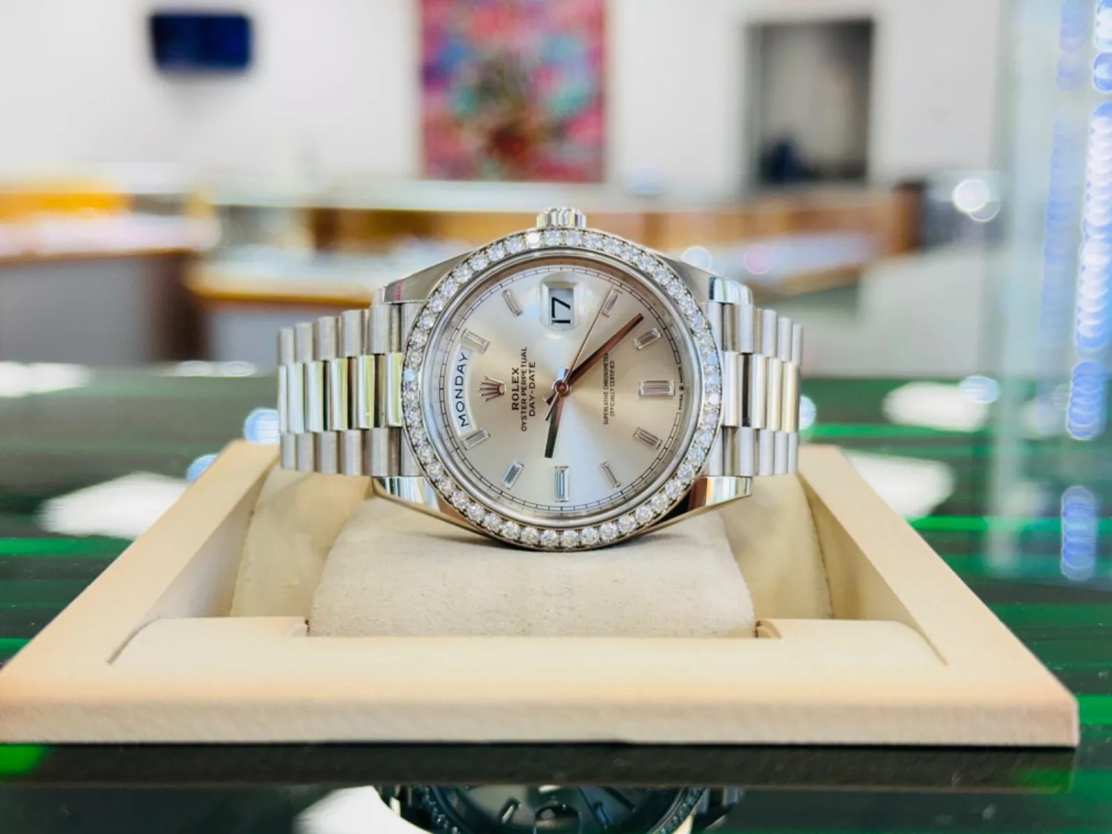 [Super Clone]RLX Day-Date 40mm 228349RBR-0001 Silver Dial President Bracelet