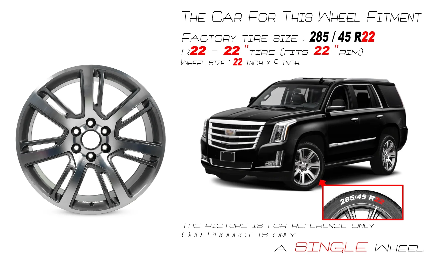 For Cadillac Escalade ESV OEM Design Wheel 22