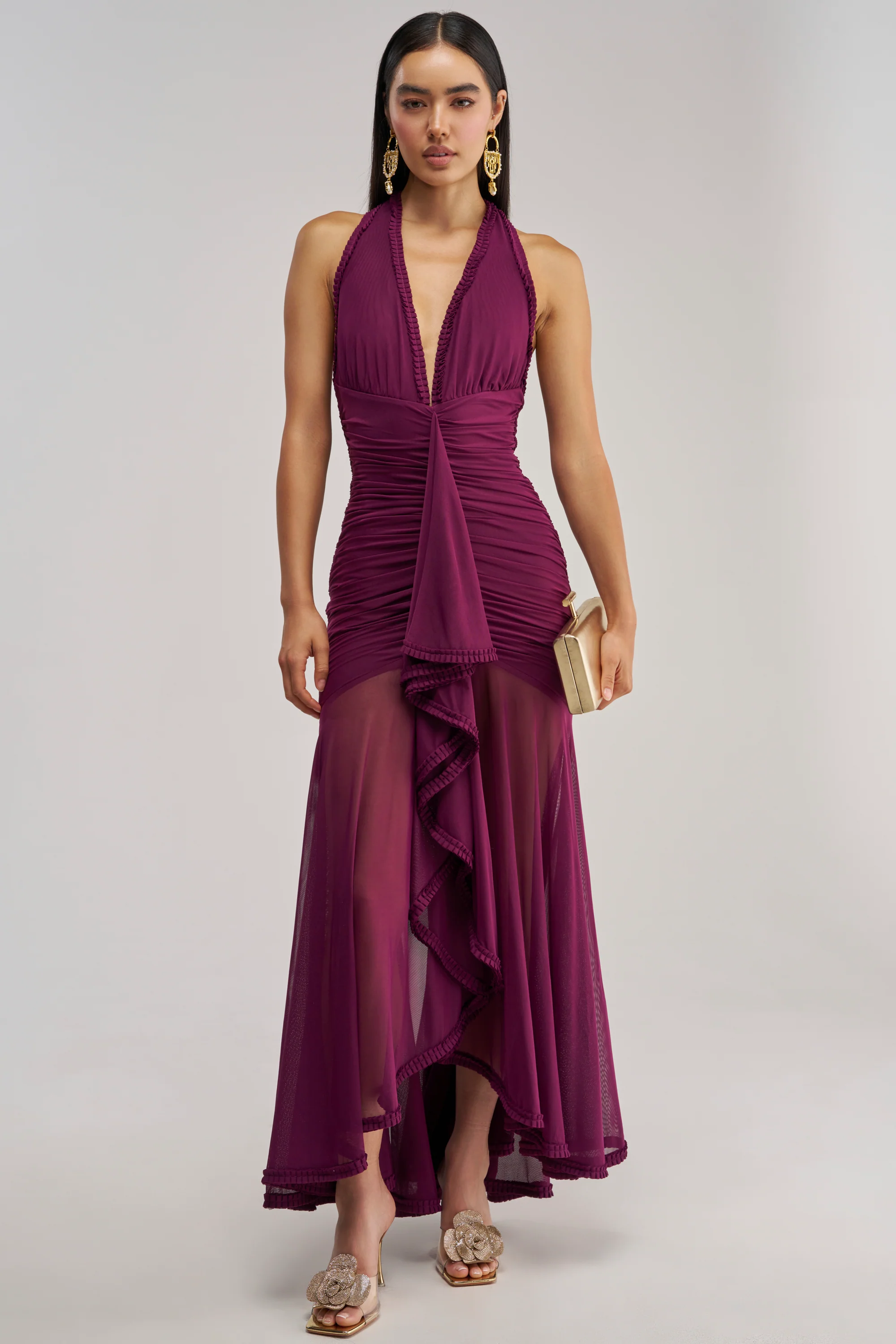 SWEET SUNSET MESH MAXI DRESS IN PLUM - Akira Store