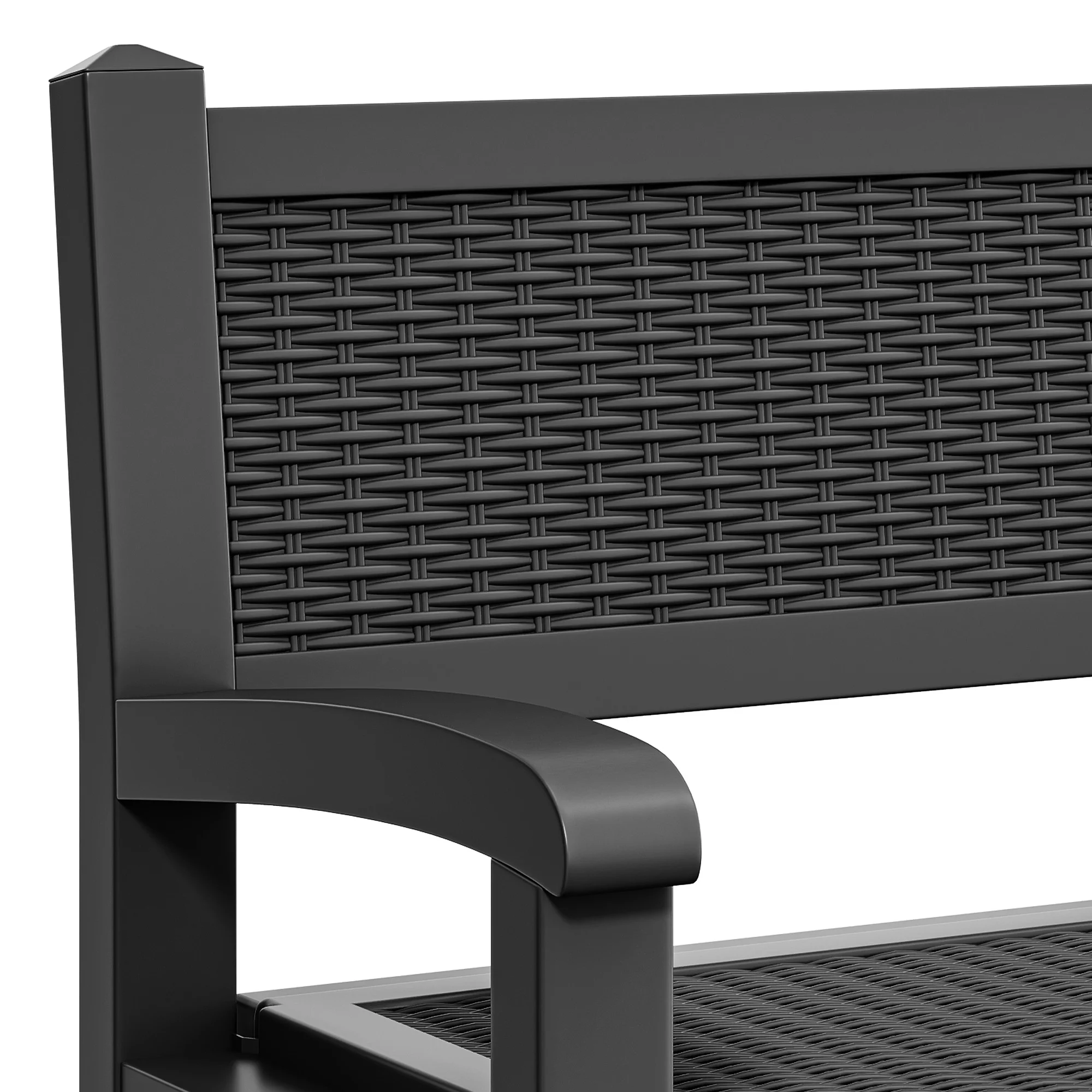 70-Gallon Outdoor Resin Storage Cabinet with Rattan Backrest �C Waterproof Patio Bench Seat, 500 lbs Capacity, Black - Image 4