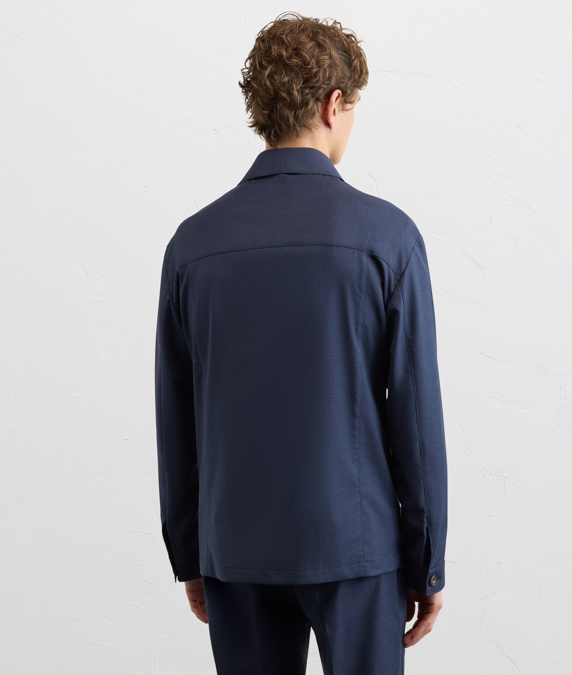 BLUE WOOL CANVAS SHIRT