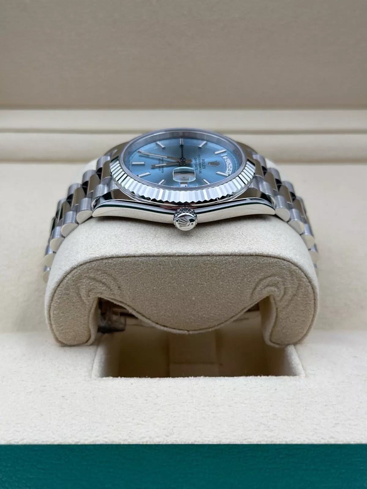 【Super Clone】RLX  Day-Date President 40mm Platinum Ice Blue Index Dial - 228236