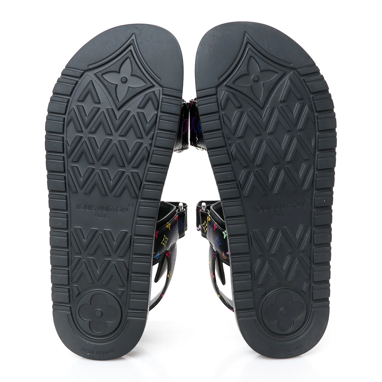 LV X TM Monogram Multicolor Sunset Flat Sandals 38 Black