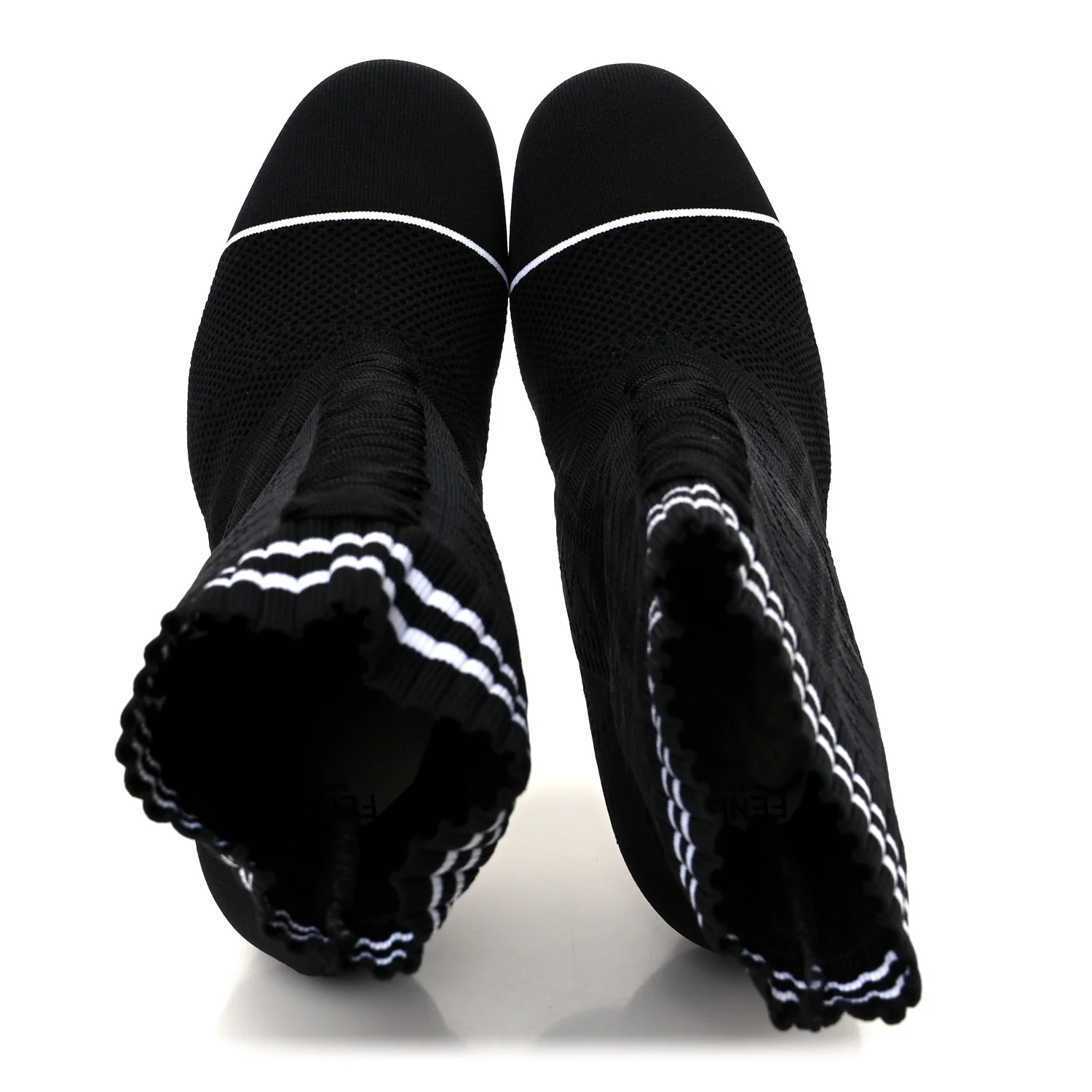 Stretch Fabric Openwork Rockoko 105mm Sock Boots  40 Black White