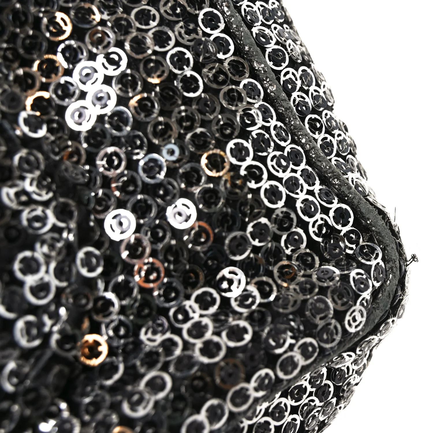 Sequin Medium Single Flap Dark Silver
