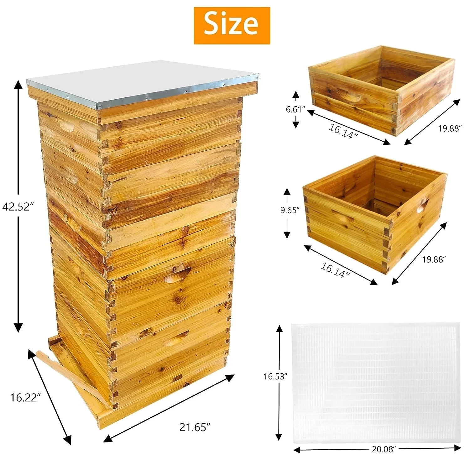 5-Layer Bee Hive for Beekeeping 2 Deep 3 Medium Boxes with Beeswax Coating, Ventilated Metal Roof (Frames Sold Separately)(5-Layer) - Image 8
