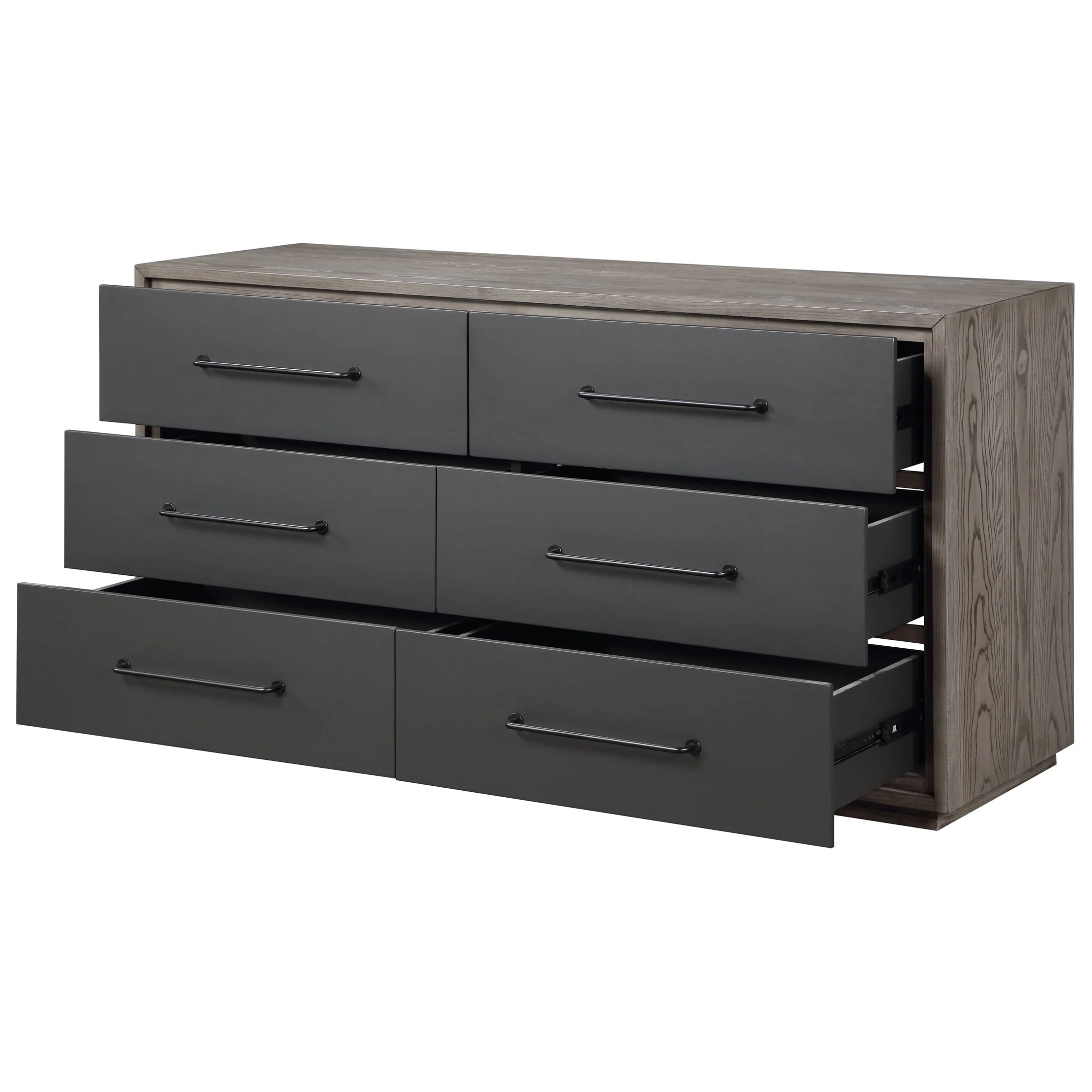 ACME Estevon 6 - Drawer Rectangular Dresser in Gray Oak and Black