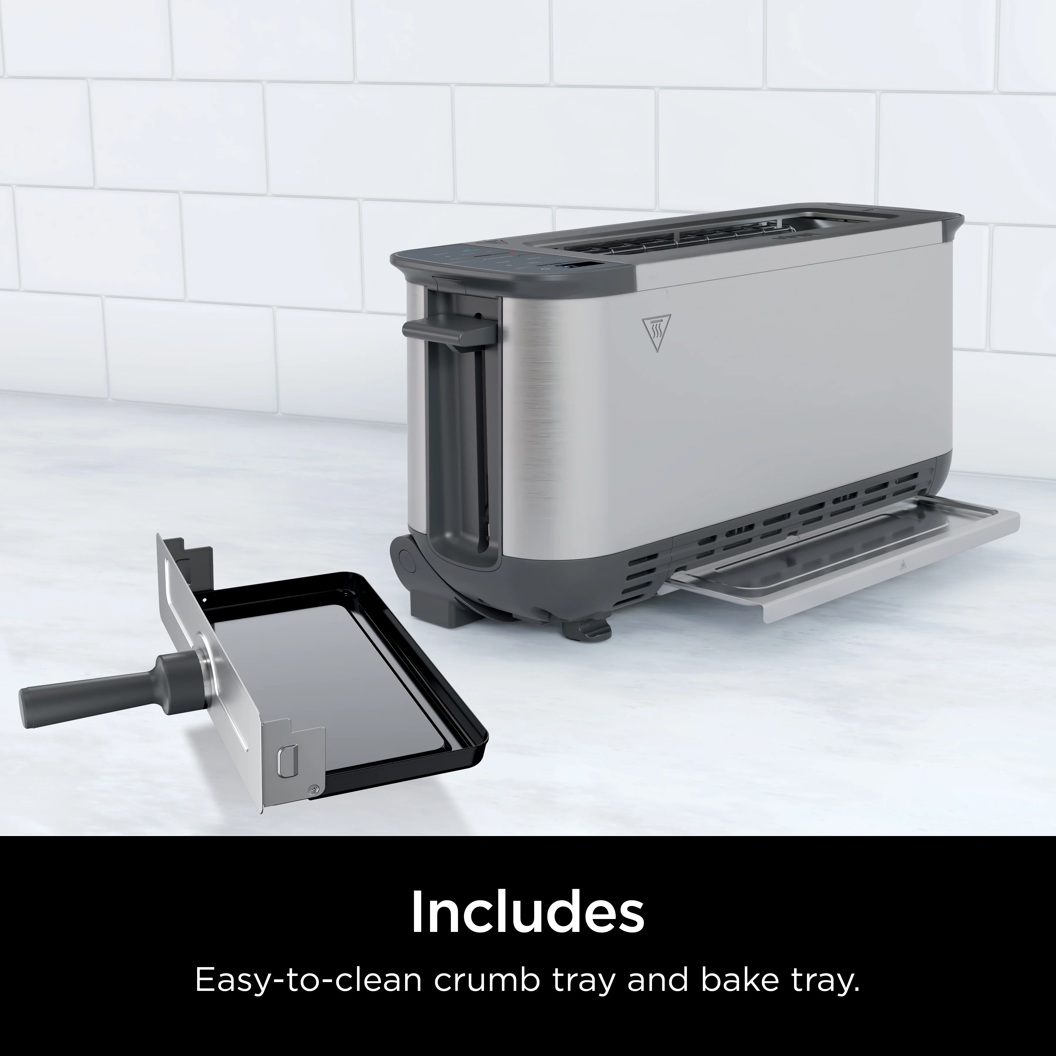 Ninja? Foodi? 2 - in - 1 Flip Toaster, 2 - Slice Toaster, Compact Toaster Oven, Snack Maker, 1500 Watts, ST100