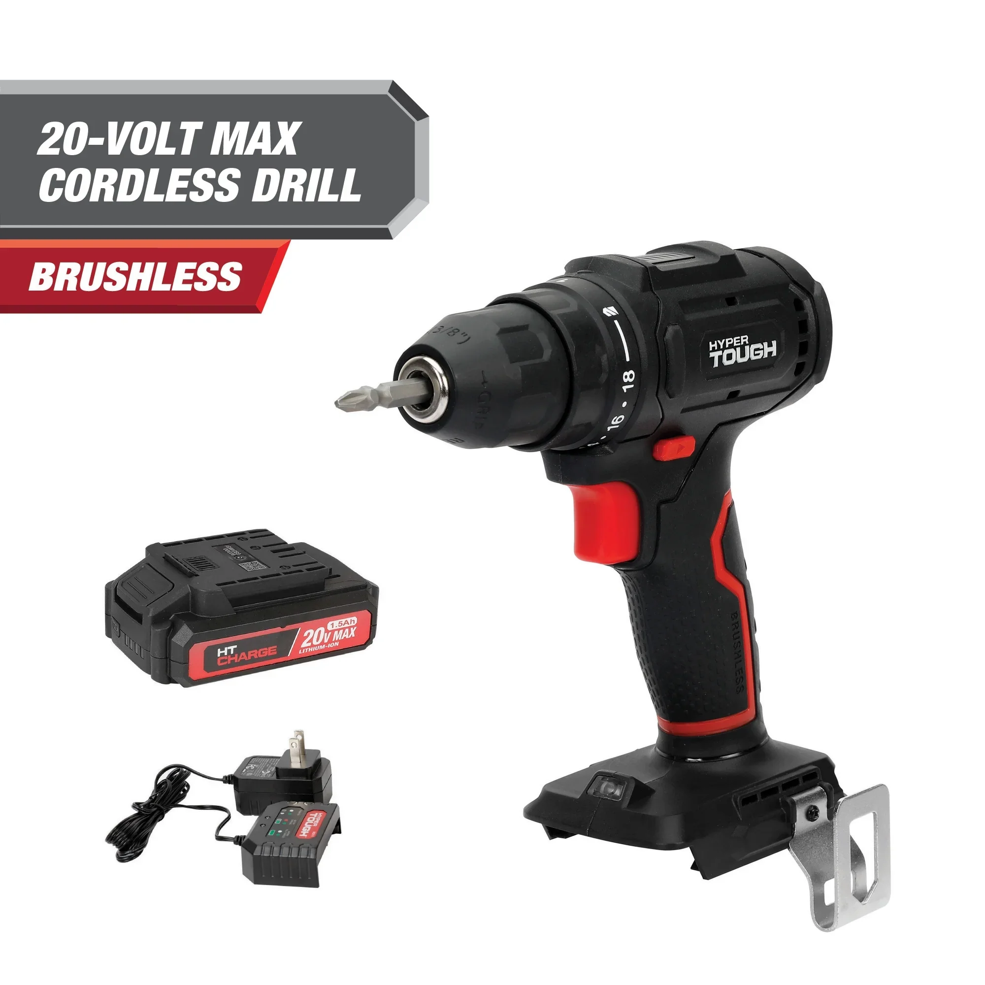 Hyper Tough 20V Cordless 3/8�� Drill, 1/4�� Impact Driver & Reciprocating Saw Bundle, (3) 1.5Ah Lithium-Ion Batteries & (3) Chargers