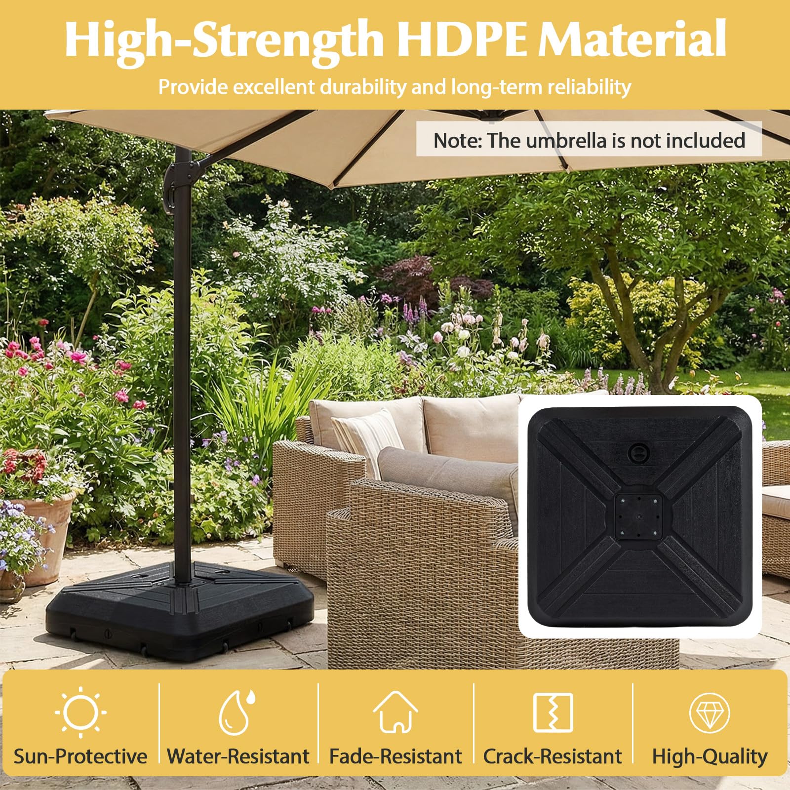 Tangkula 345 LBS Cantilever Umbrella Base with Wheels