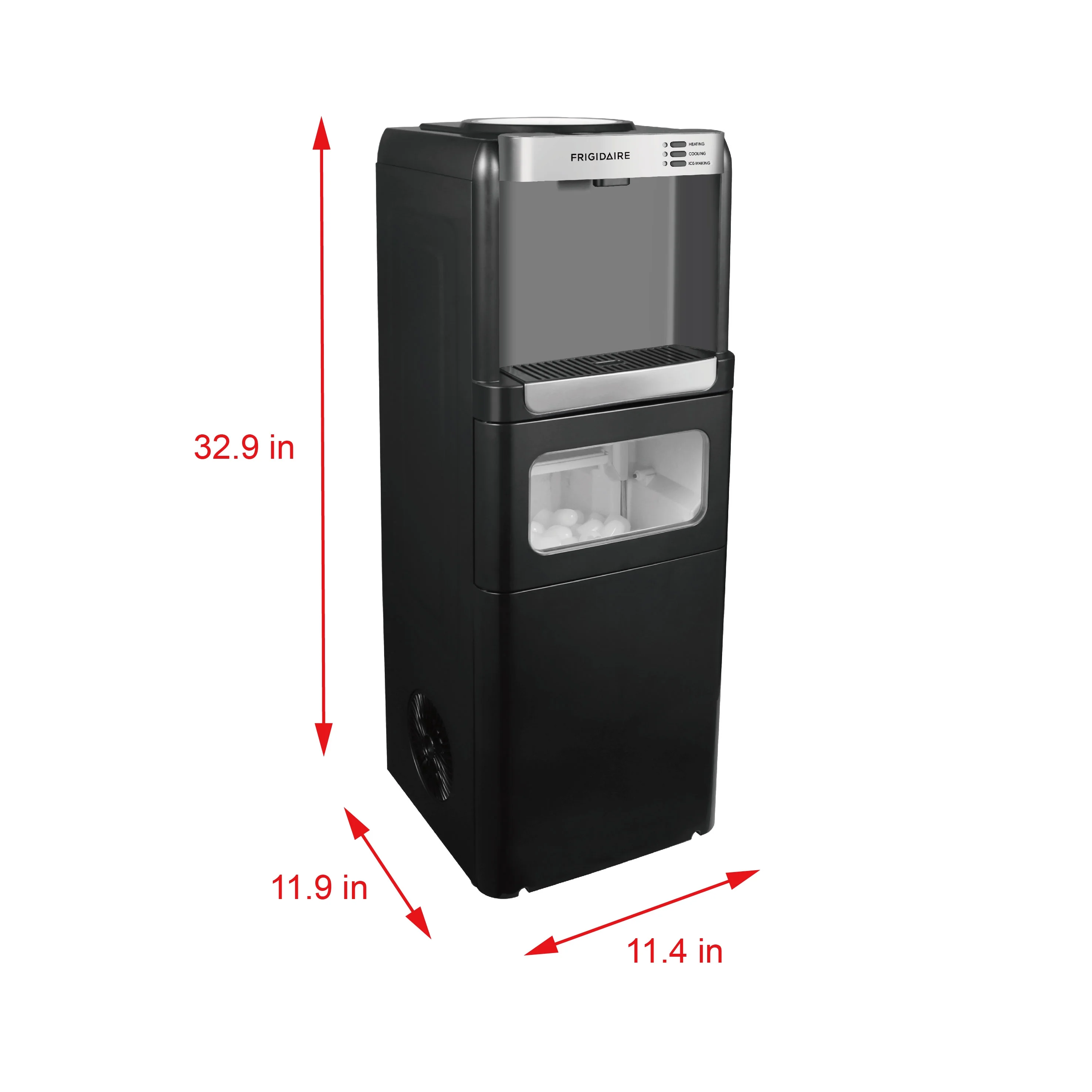 3-in-1 Water Cooler Dispenser with Built-in Ice Maker �?Hot Cold, 5 Gallon, Black - Image 2