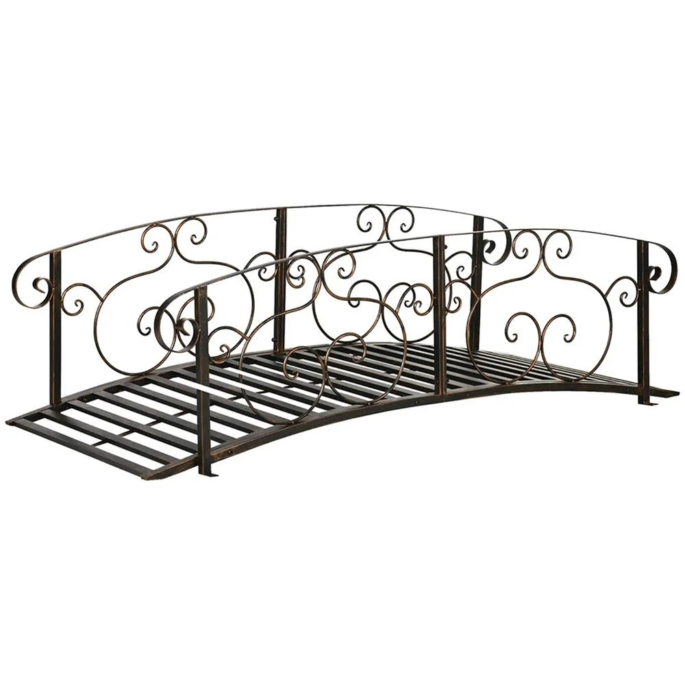 Garden Bridge, Garden Ornament Bridge,Metal Arch Backyard Garden Bridge, Safety Siderails, Arc Footbridge, Bronze - Image 10