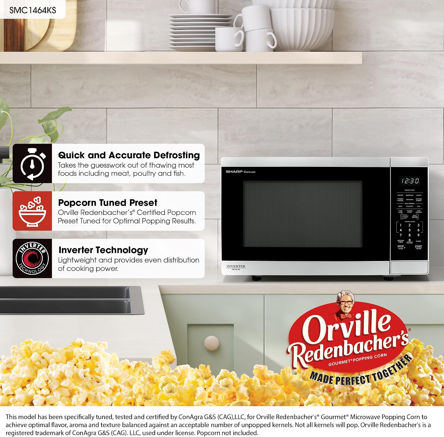 Sharp SMC1464KS 1.4 cu1100W Stainless Steel Countertop Microwave Oven