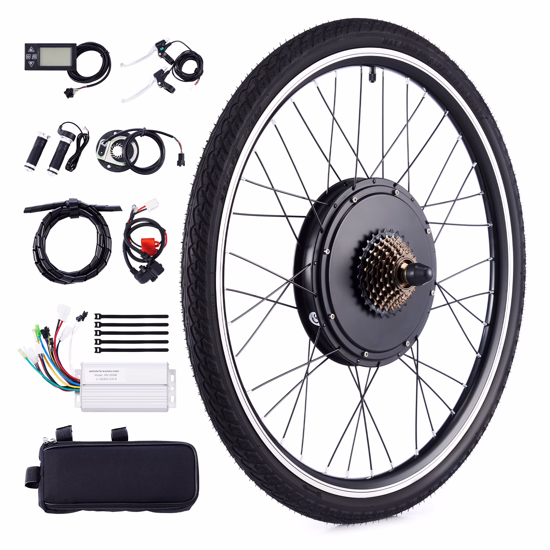 Electric Bike Conversion Kit 26" Rear Wheel 1000W Hub Motor LCD eBike DIY Set(26"-RR)
