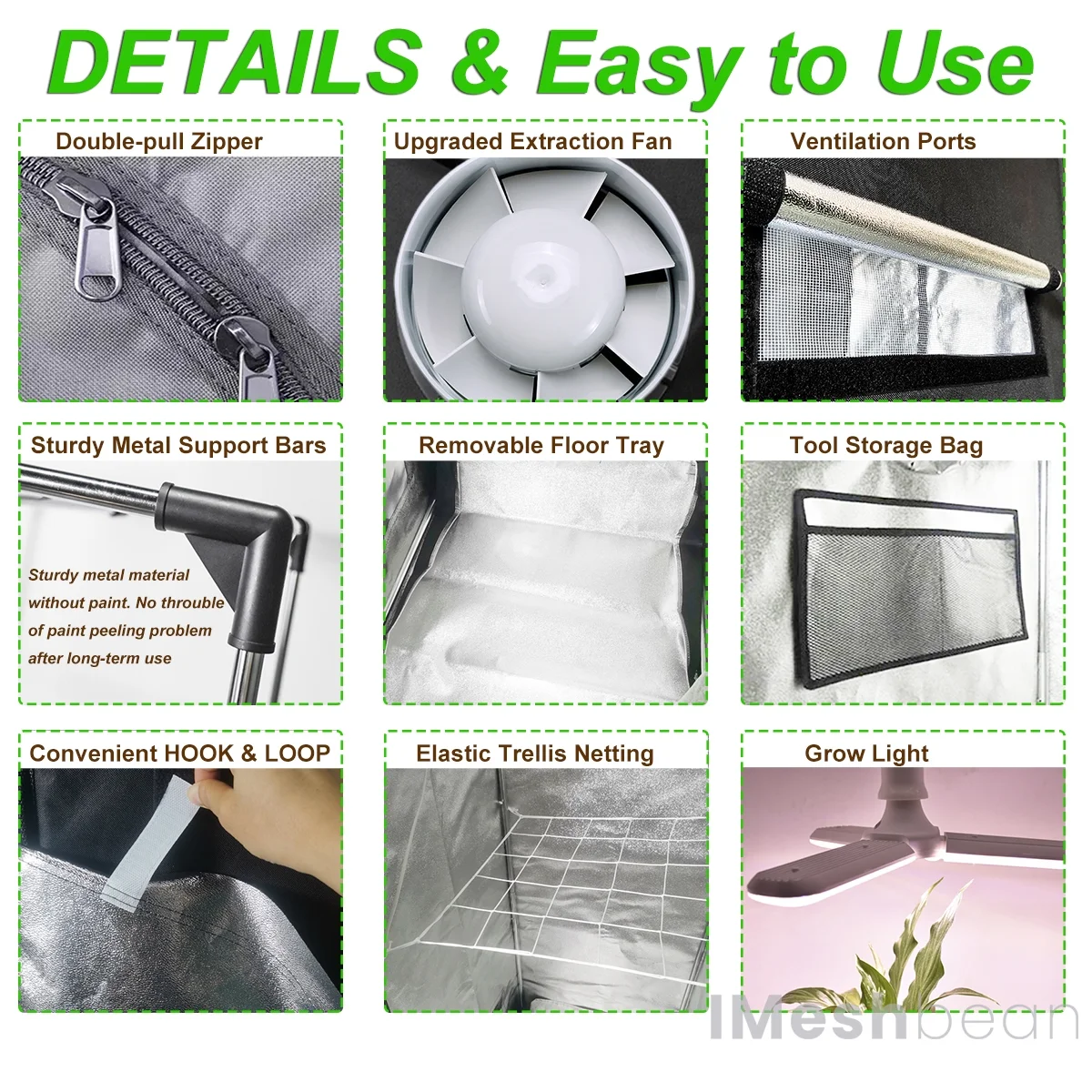 24" x 24" x 55" Grow Tent Kit w/ LED Full Spectrum Grow Light Air Ventilation Inline Fan Set(24" x 24" x 55") - Image 6
