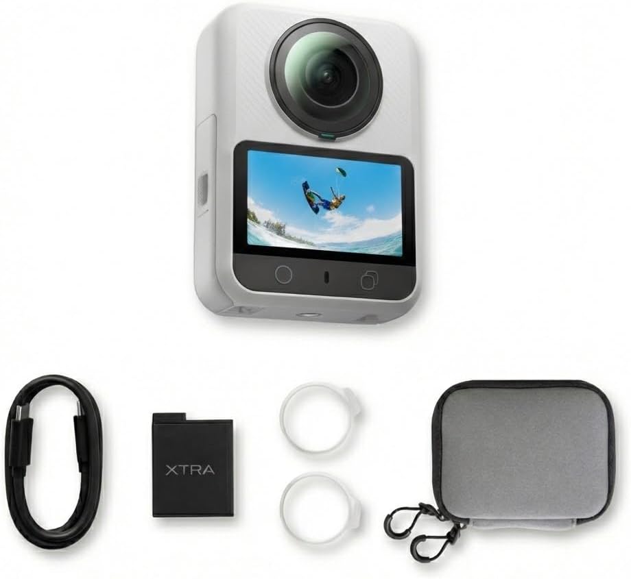 Xtra 360 Camera  8K Panoramic Video  1-Inch Sensor Equivalent  100MP High Resolution  Waterproof Action Camera  105GB Built-in Storage  Bullet Time  Broad Compatibility  Vlog