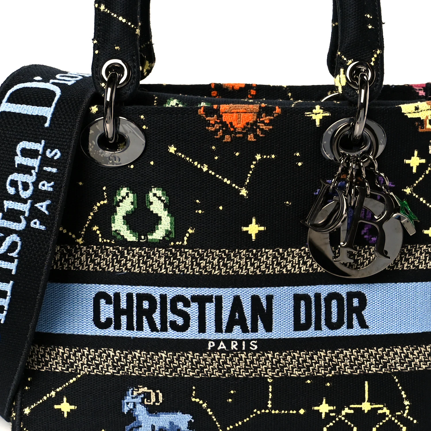 Canvas Pixel Zodiac Embroidered Medium Lady D-Lite Nero Multicolor