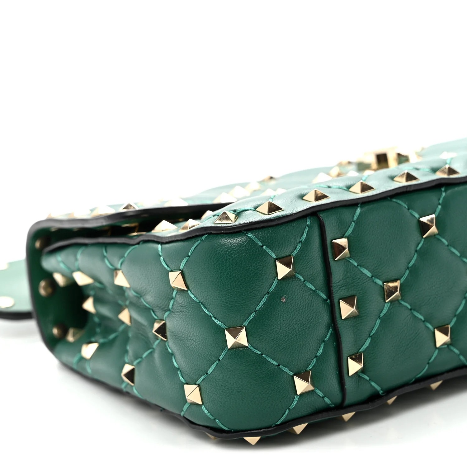 Nappa Small Rockstud Spike Shoulder Bag Gea Green