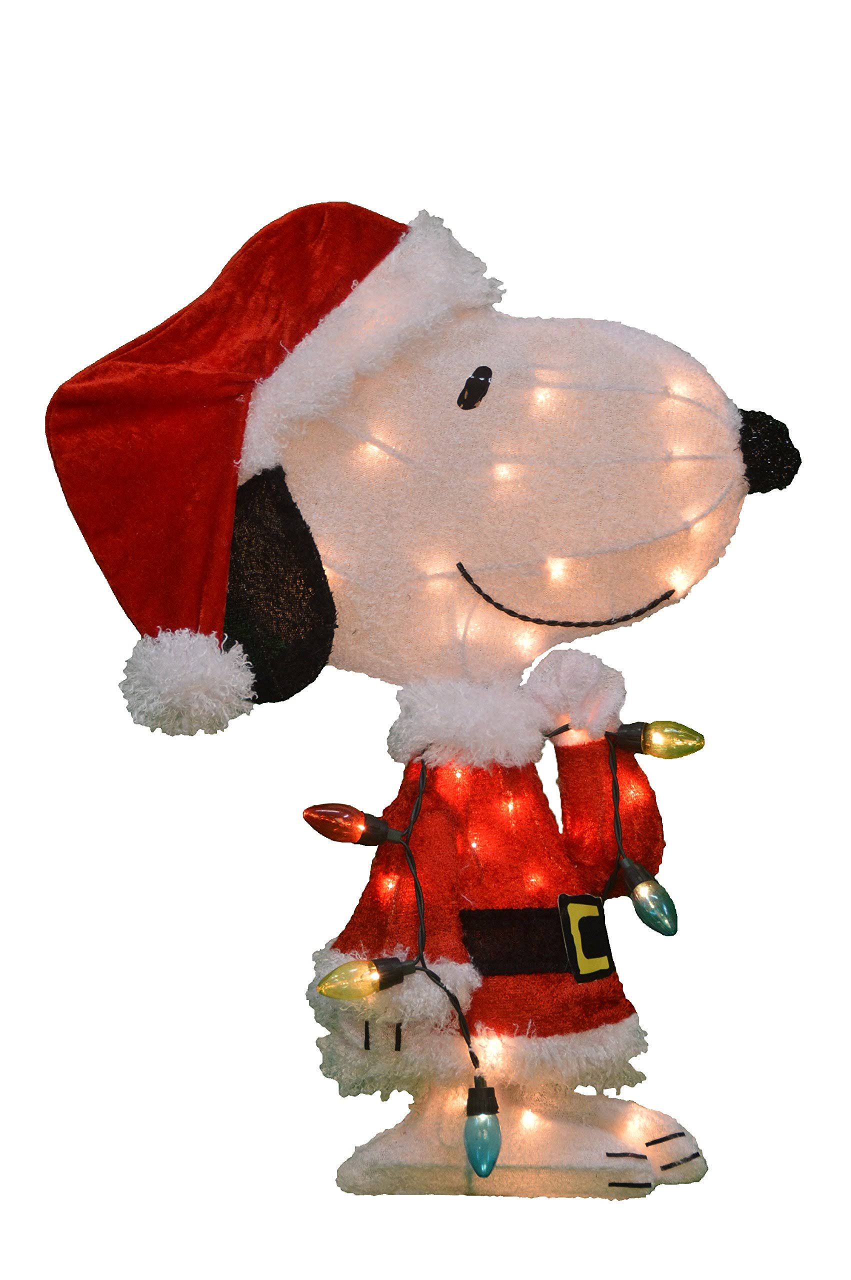 Productworks 24-Inch Pre-Lit Peanuts Snoopy with Strand of Lights Christmas Yard
