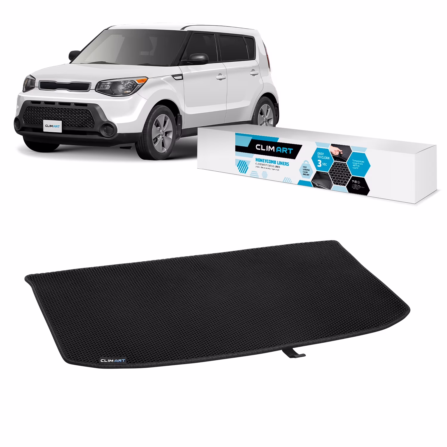 CLIM ART Cargo Liner for Kia Soul 2014 - 2019 Custom Fit Trunk Mat, with Honeycomb Dirtproof & Waterproof Technology - All - Climate, Heavy Duty, Anti - Slip Cargo Liner, Luggage - FL01114042