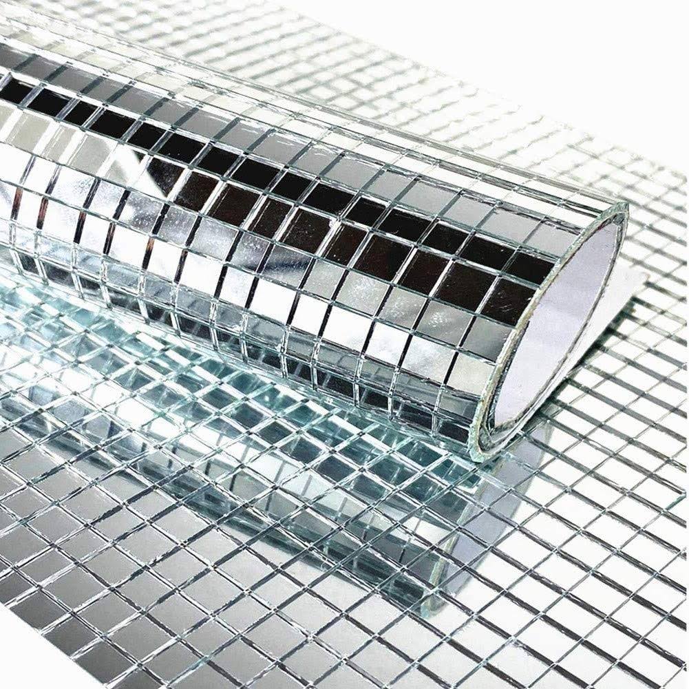 Teemall Self Adhesive Real Glass Silver Mirrors Mosaic Tiles Sticker for Craft Square Glass Tiles,2400pcsMirrors 5mm by 5mm