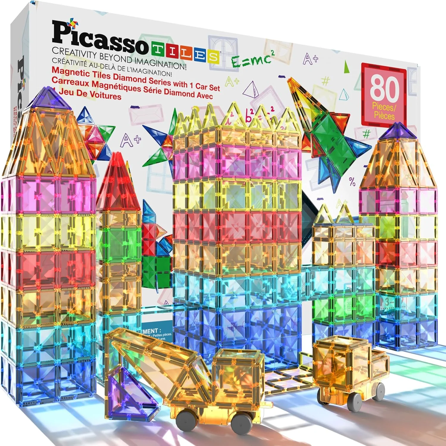PicassoTiles Building Blocks Inspirational Kit 3D Building Construction Toys Clear Magnetic Stacking Set STEM Playboards Magnet Felt Tiles Novelty Games, Creativity Beyond Imagination