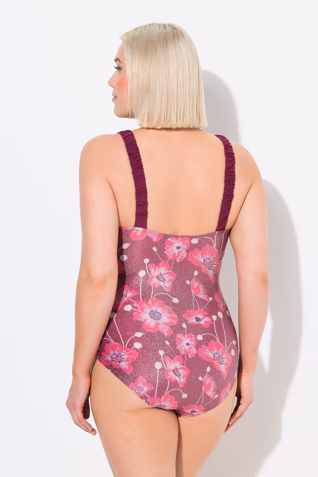 Ruched Sparkling Floral One Piece Swimsuit