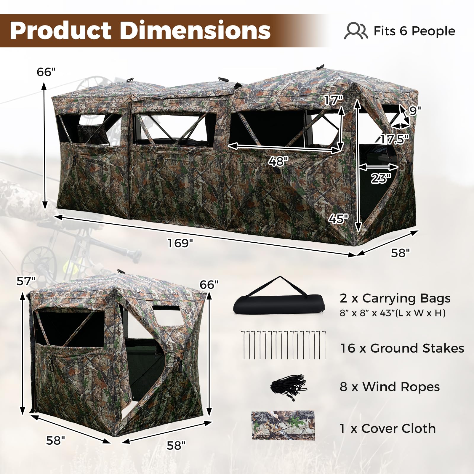 Tangkula 2-6 Person Hunting Blind with Camo Cover