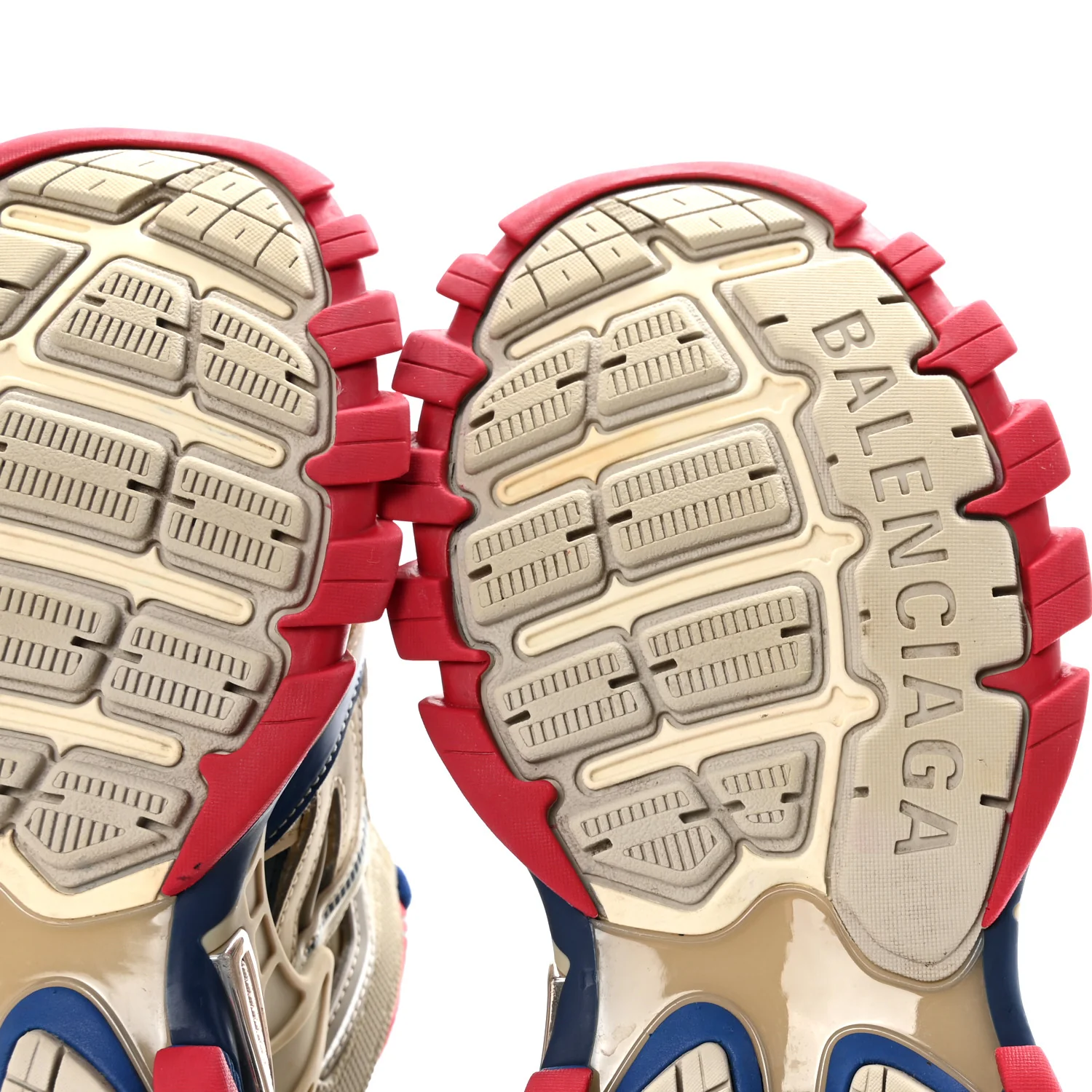 Rubber Mesh Bi-Color Womens Track.2 Open Sneakers 39 Beige Blue Red