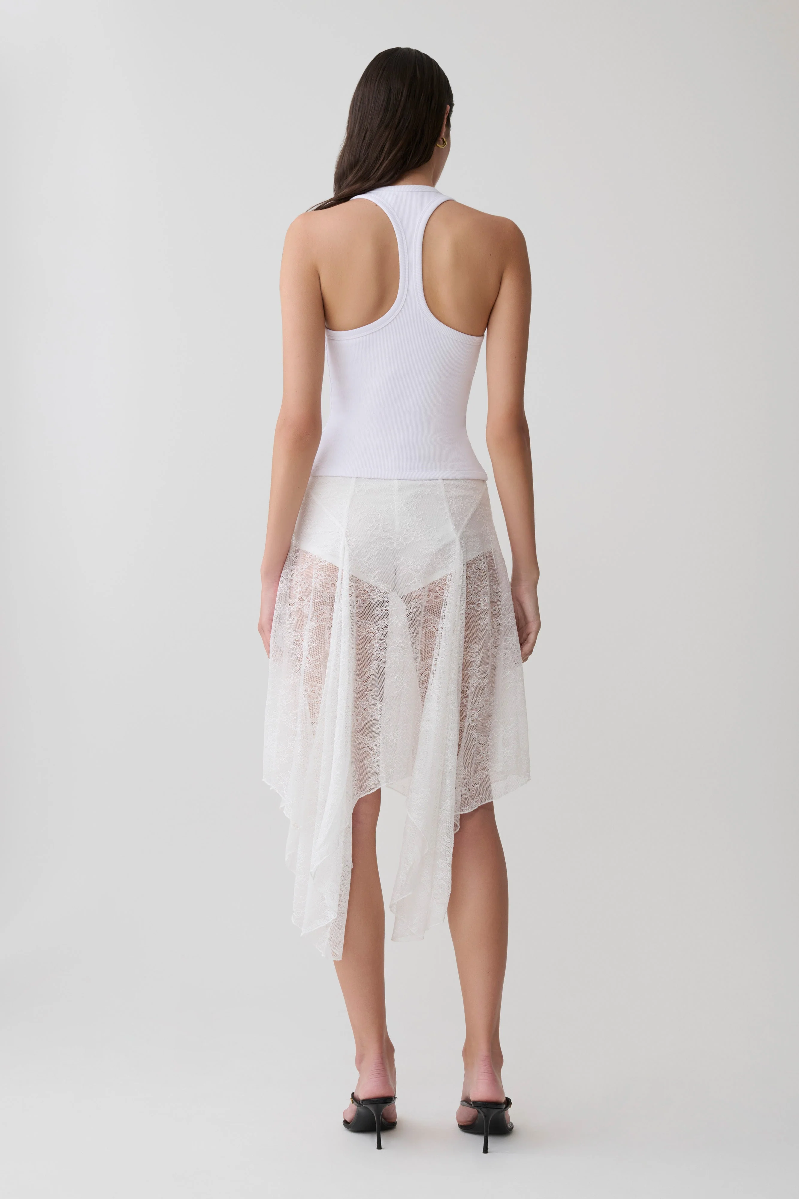 Haime Lace Hankie Midi Skirt - Ivory