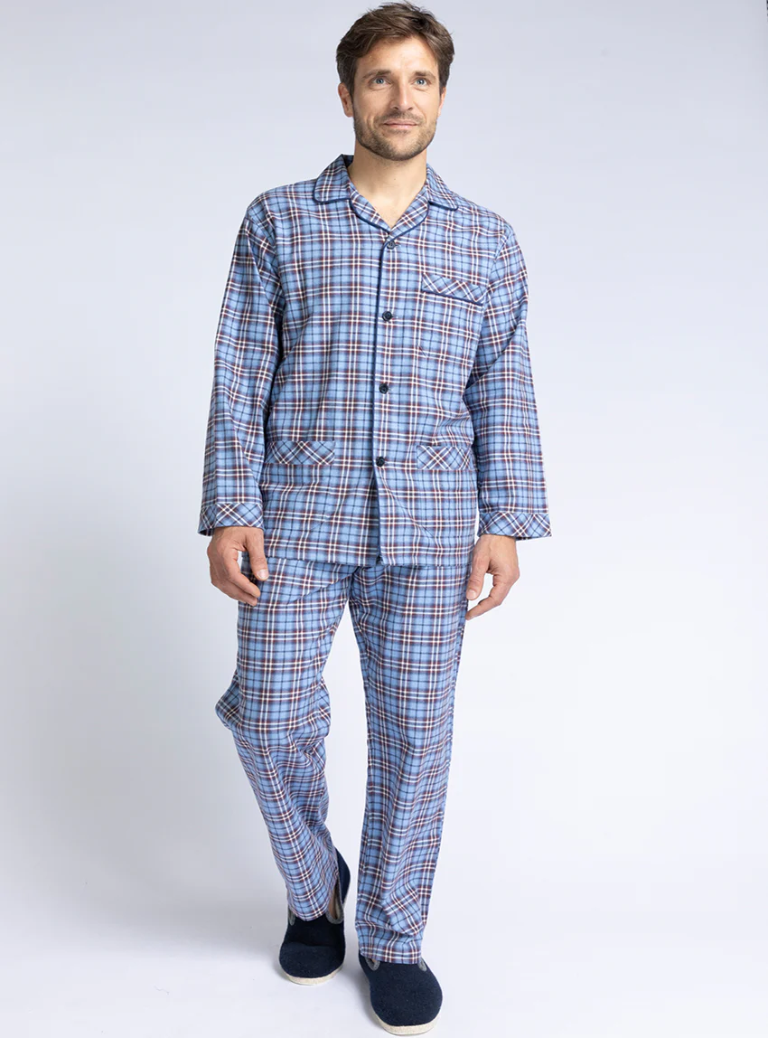 Pyjama chaud homme en coton bleu jean