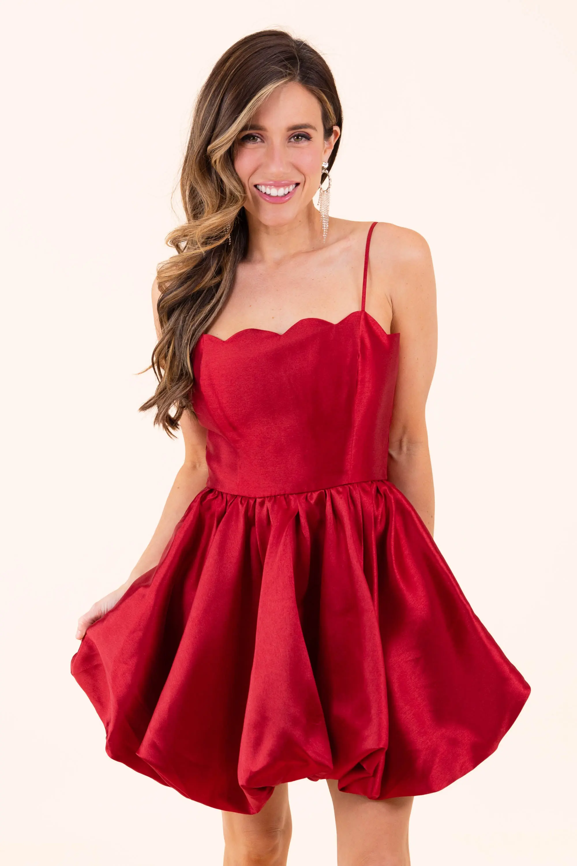 Dance The Night Away Scallop Bubble Mini Dress