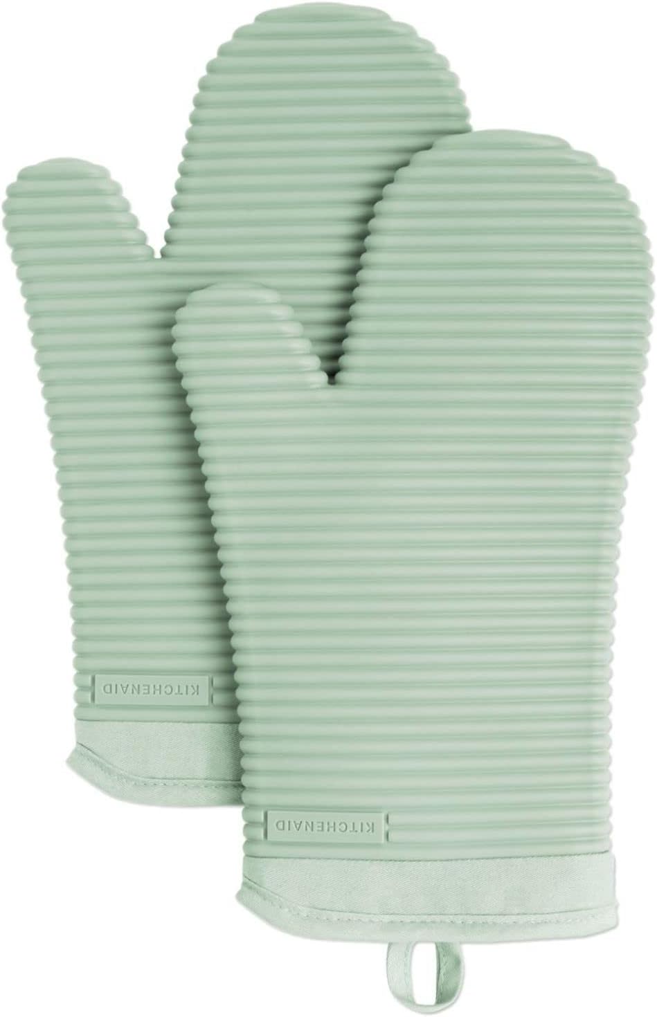 KITCHENAID Ribbed Soft Silicone Oven Mitt 2-Pack Set, 7.5