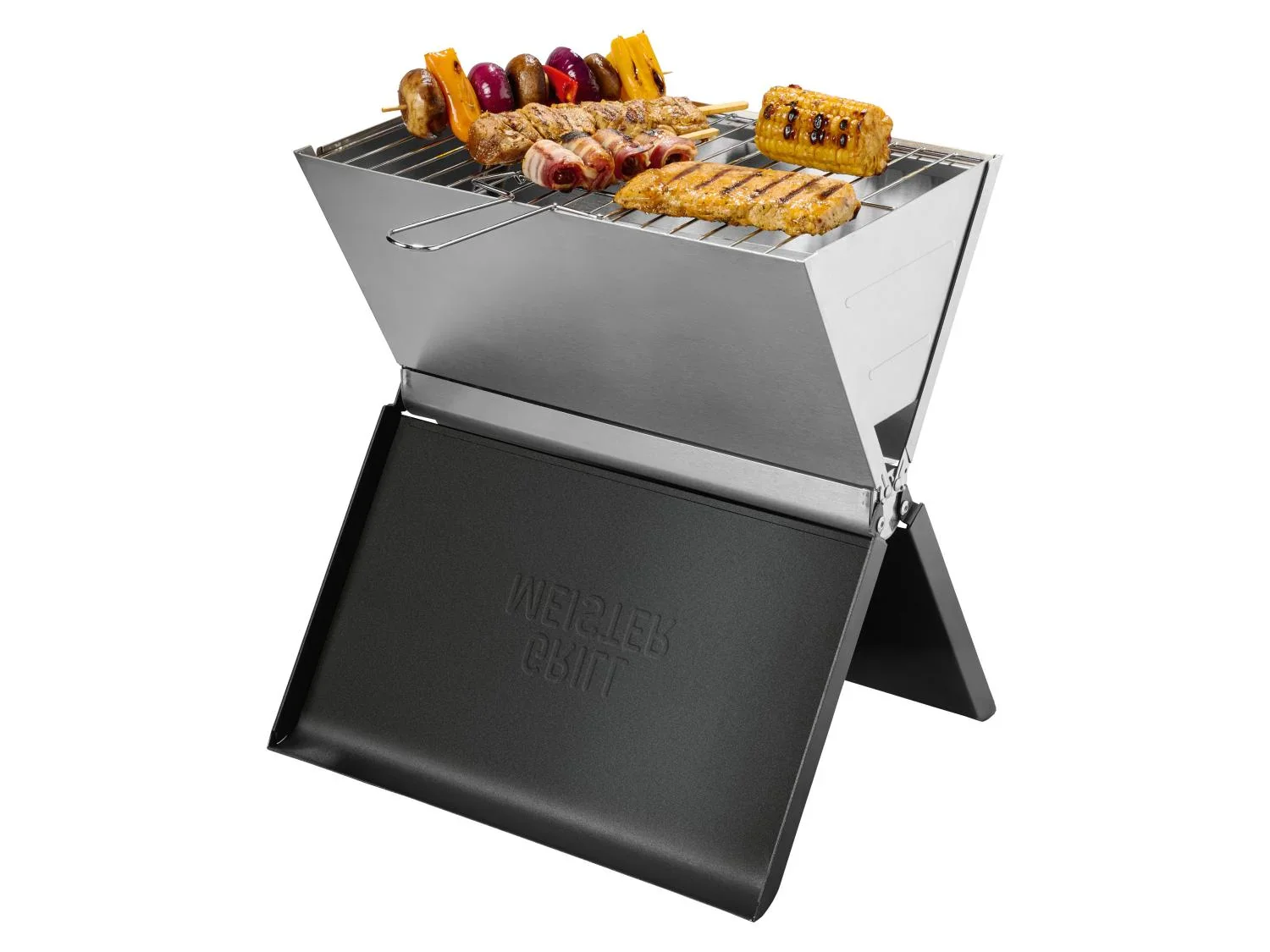 GRILLMEISTER Barbecue pliant au charbon de bois, 33,5 x 23 cm