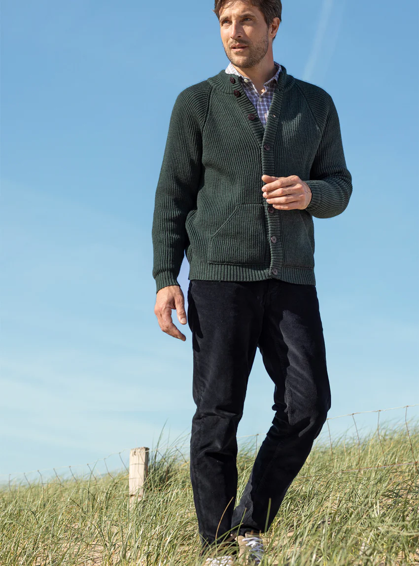 Gilet laine homme Vert Chiné