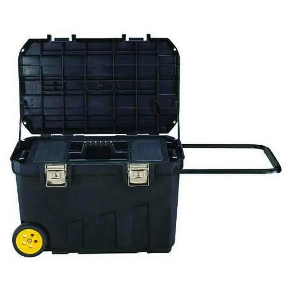 Stanley Mobile Tool Chest, 24 Gallon, 30  W x 19  D x 19  H, Plastic, Black, Tote Tray, 2 Compartments