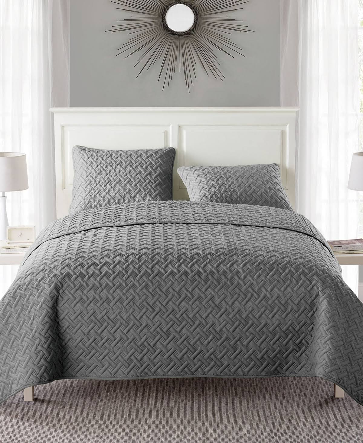 VCNY Home Nina Quilt Set, Grey, Twin