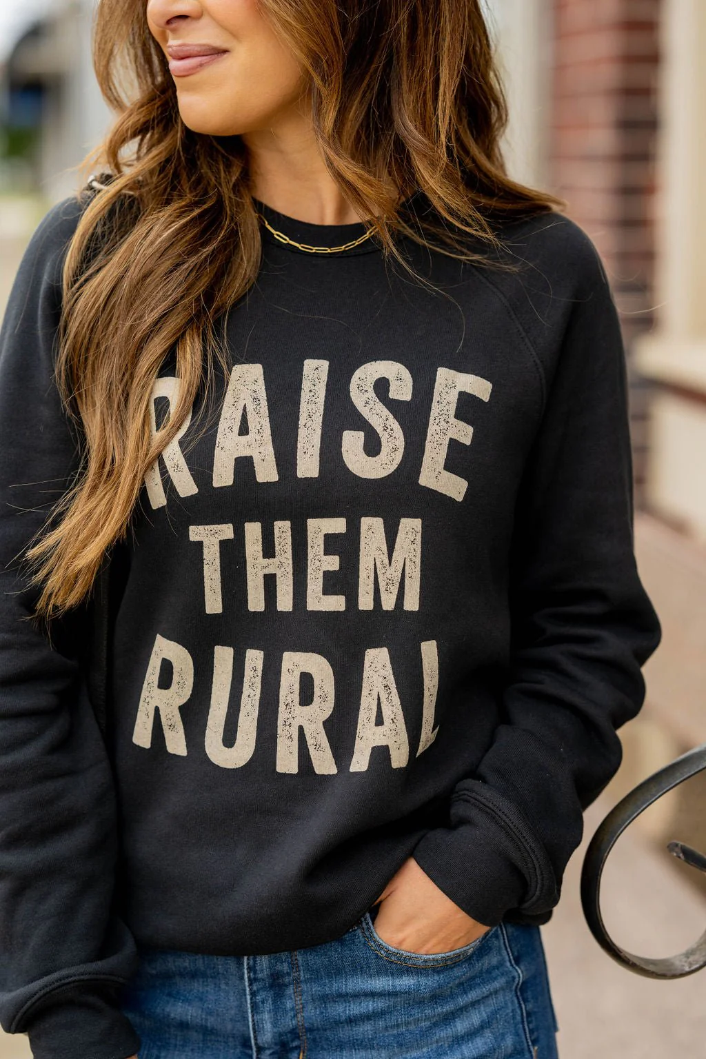 Bold Raise Them Rural Graphic Crewneck