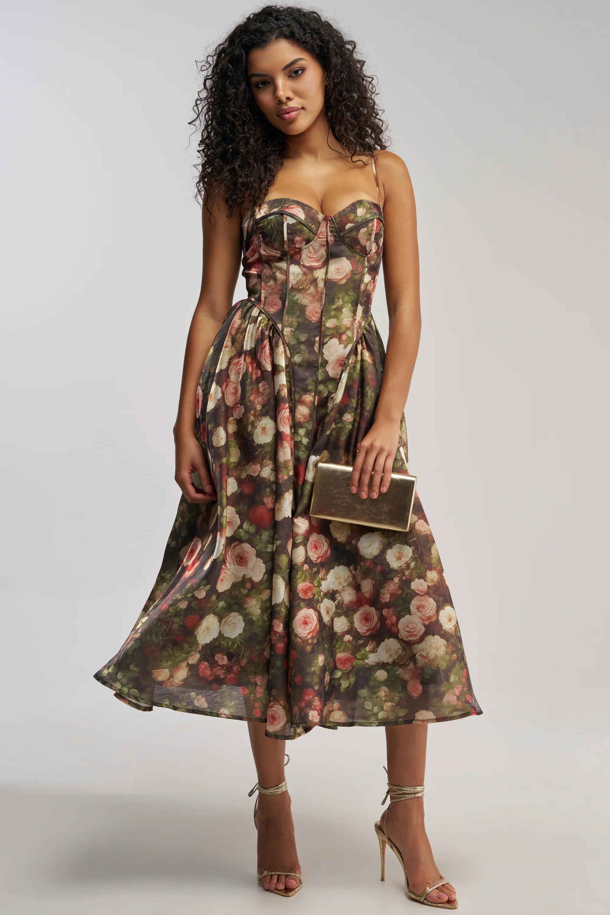 FEELING FLORAL MAXI DRESS IN GREEN MULTI - Akira Store