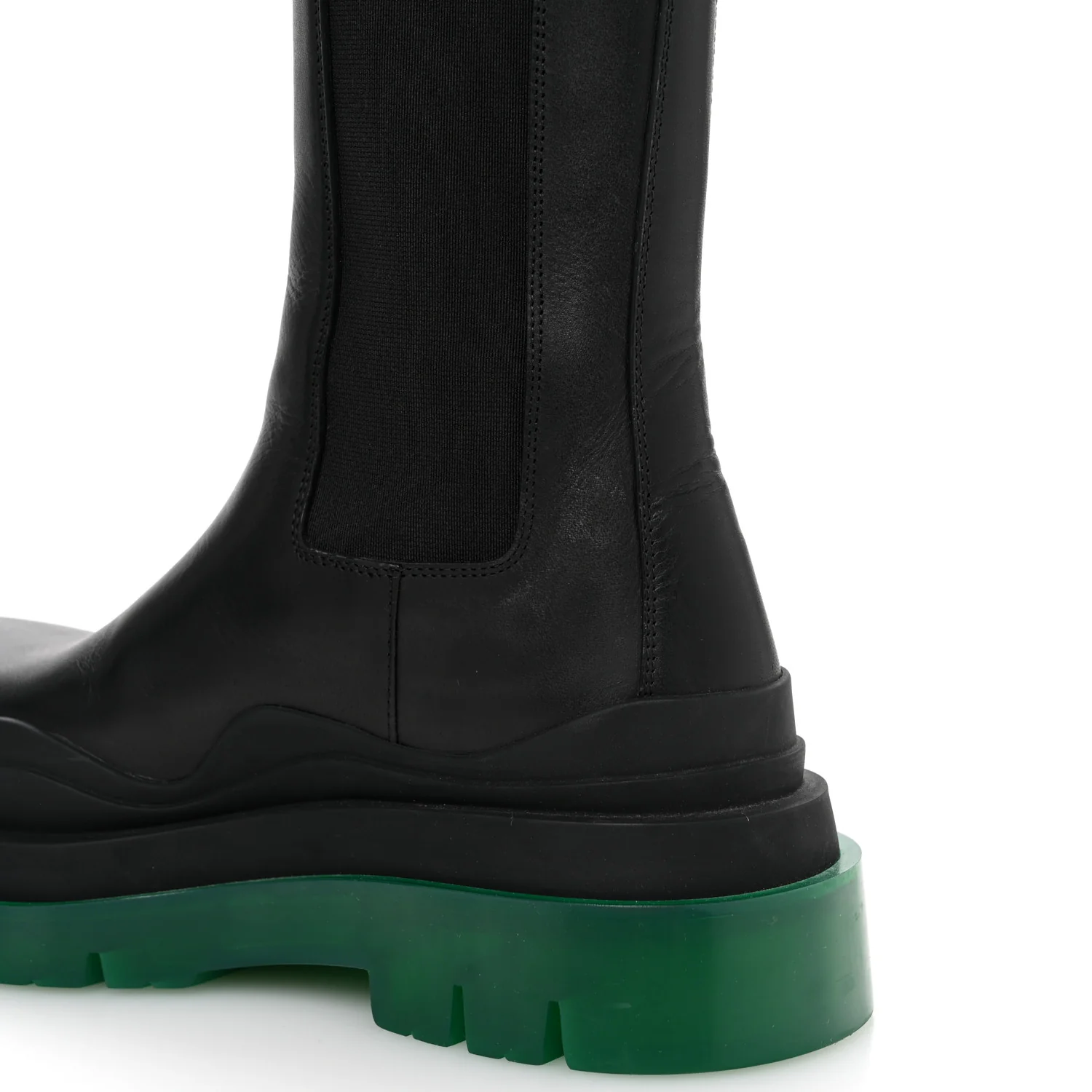 Calfskin The Tire Chelsea Boots 35 Black Green