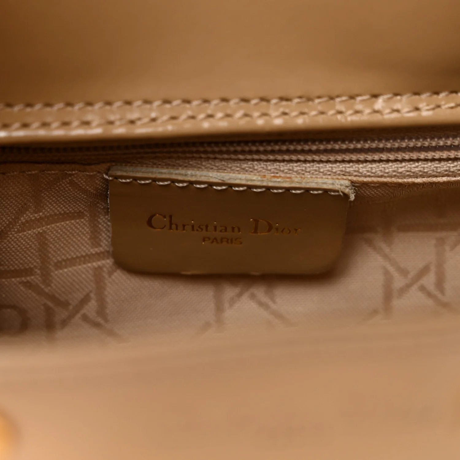Patent Mini Lady Dior Beige
