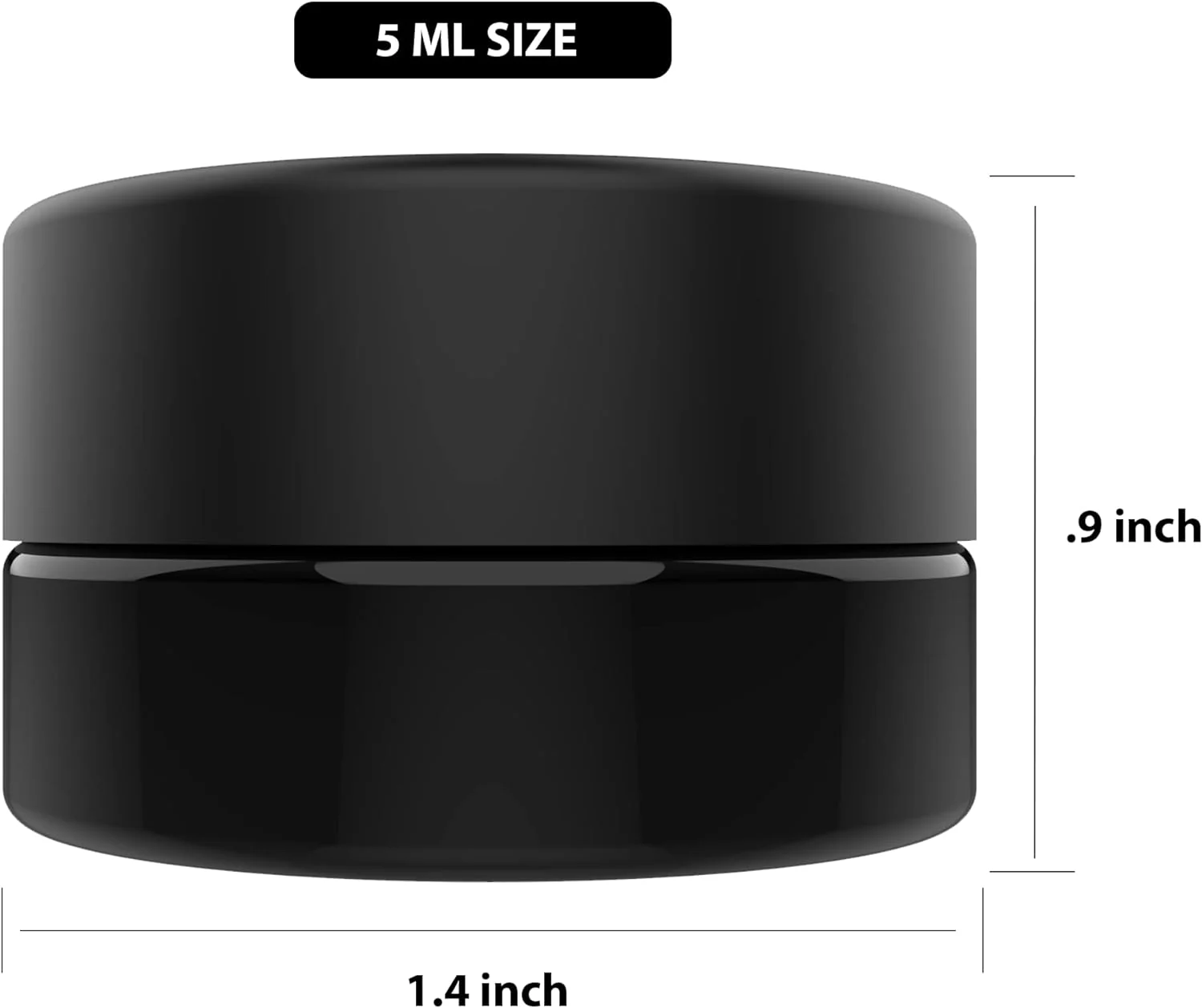 Black Glass Thick Child Resistant Containers – Concentrate Storage Jars for Oil, Lip Balm, Wax, Cosmetics – Premium PE Cap Seal Lid (400)