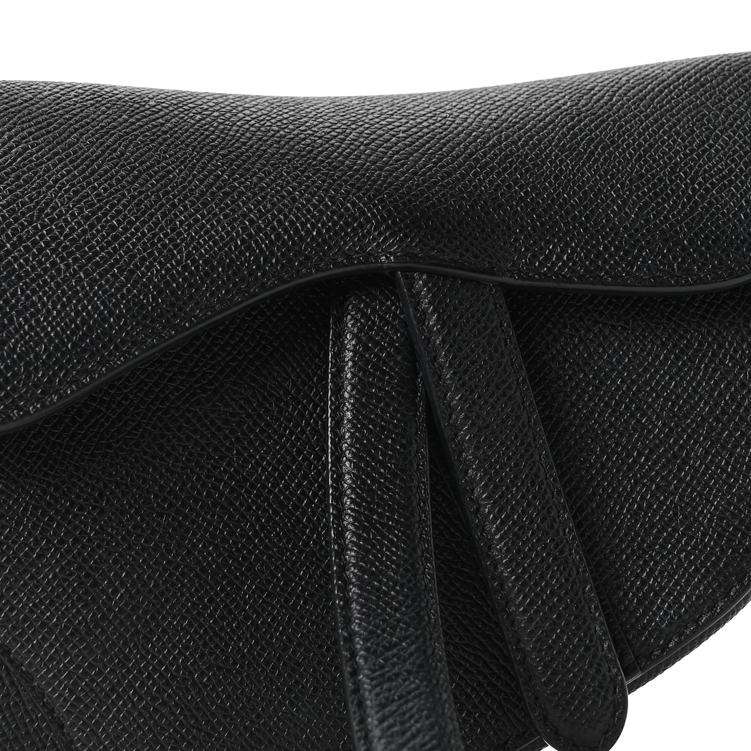 Grained Calfskin Mini Saddle Bag Black
