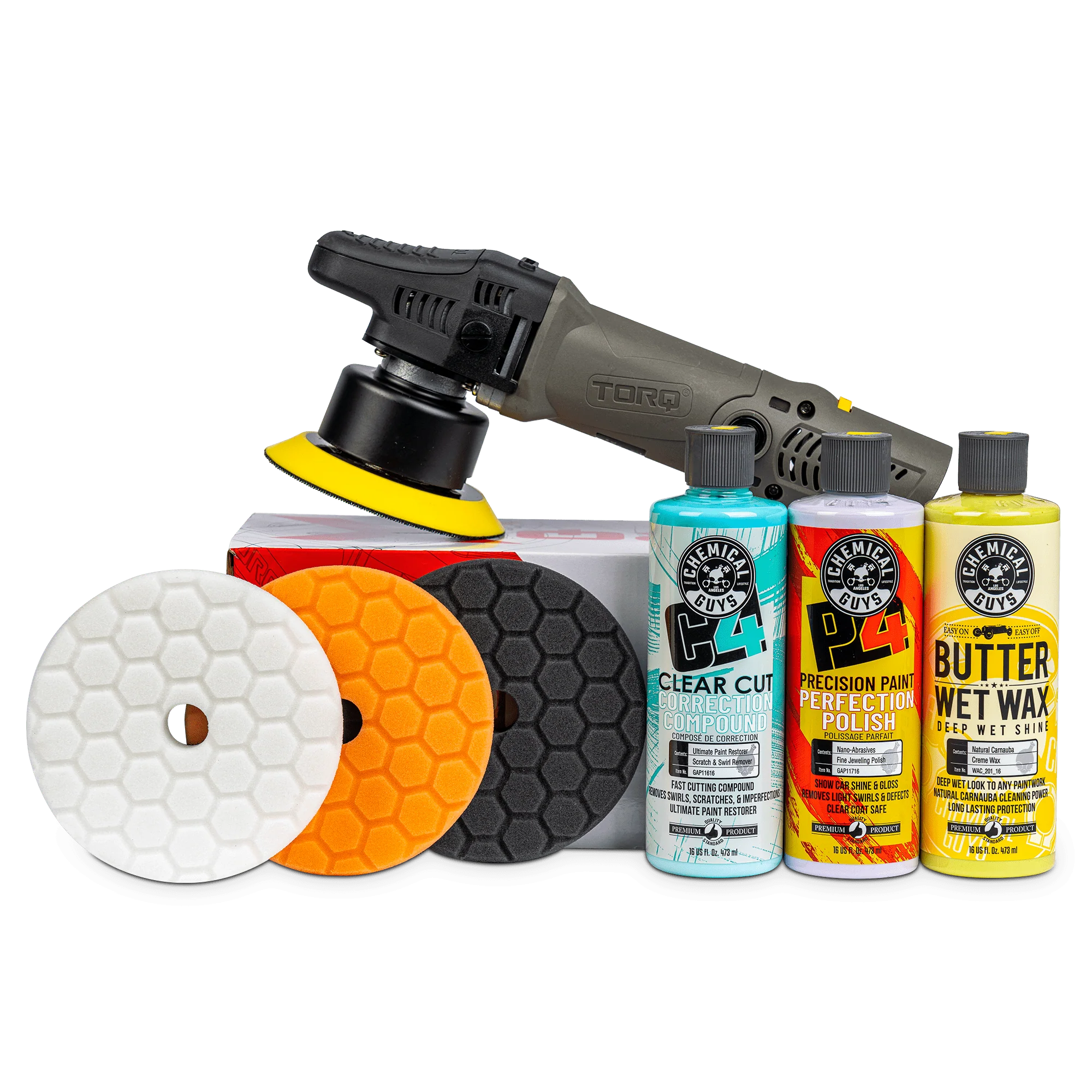 Chemical Guys TORQX Random Orbital Polisher Cut and Polish Kit (7 Items)