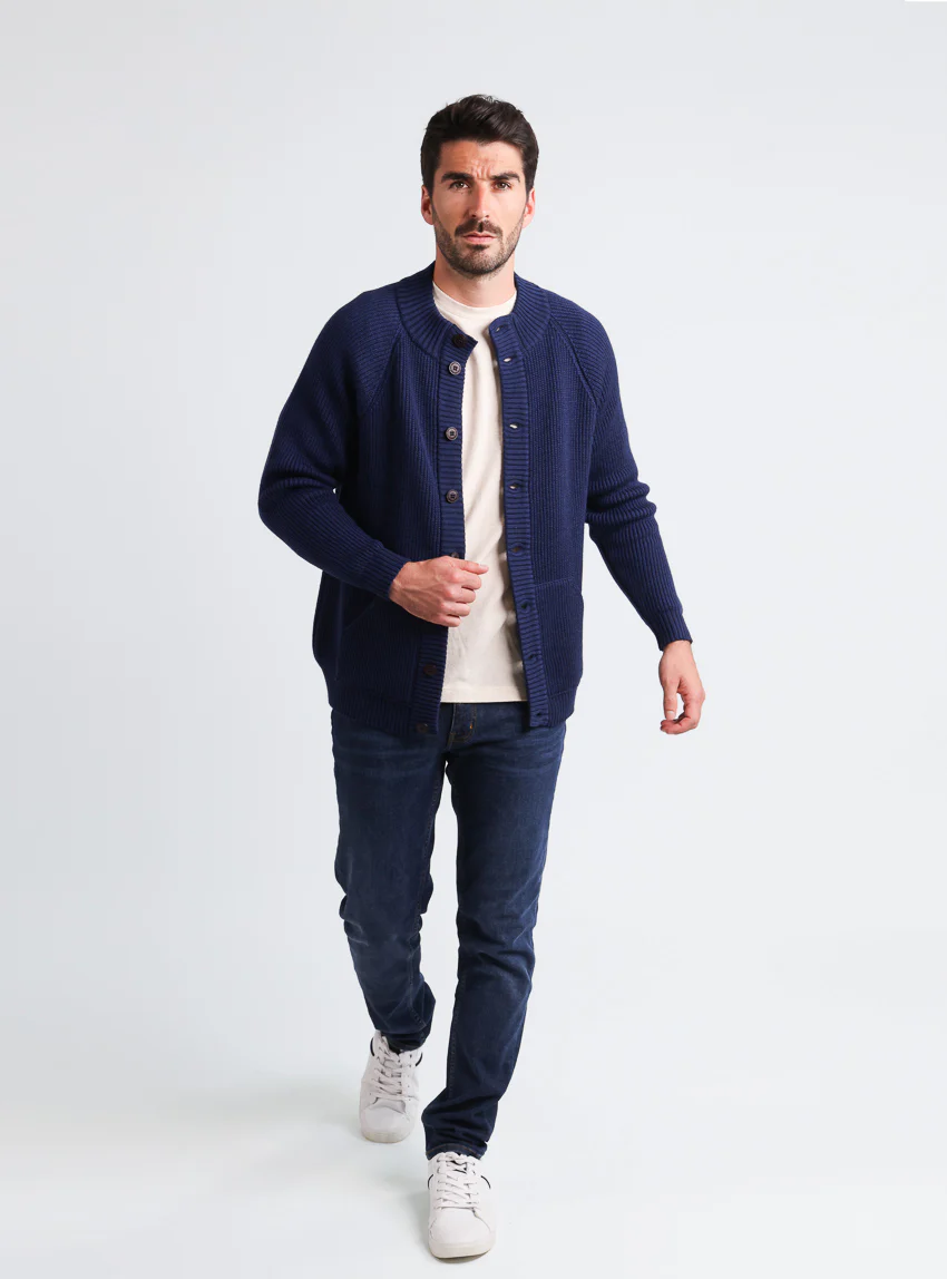 Gilet homme laine merinos Bleu Amiral