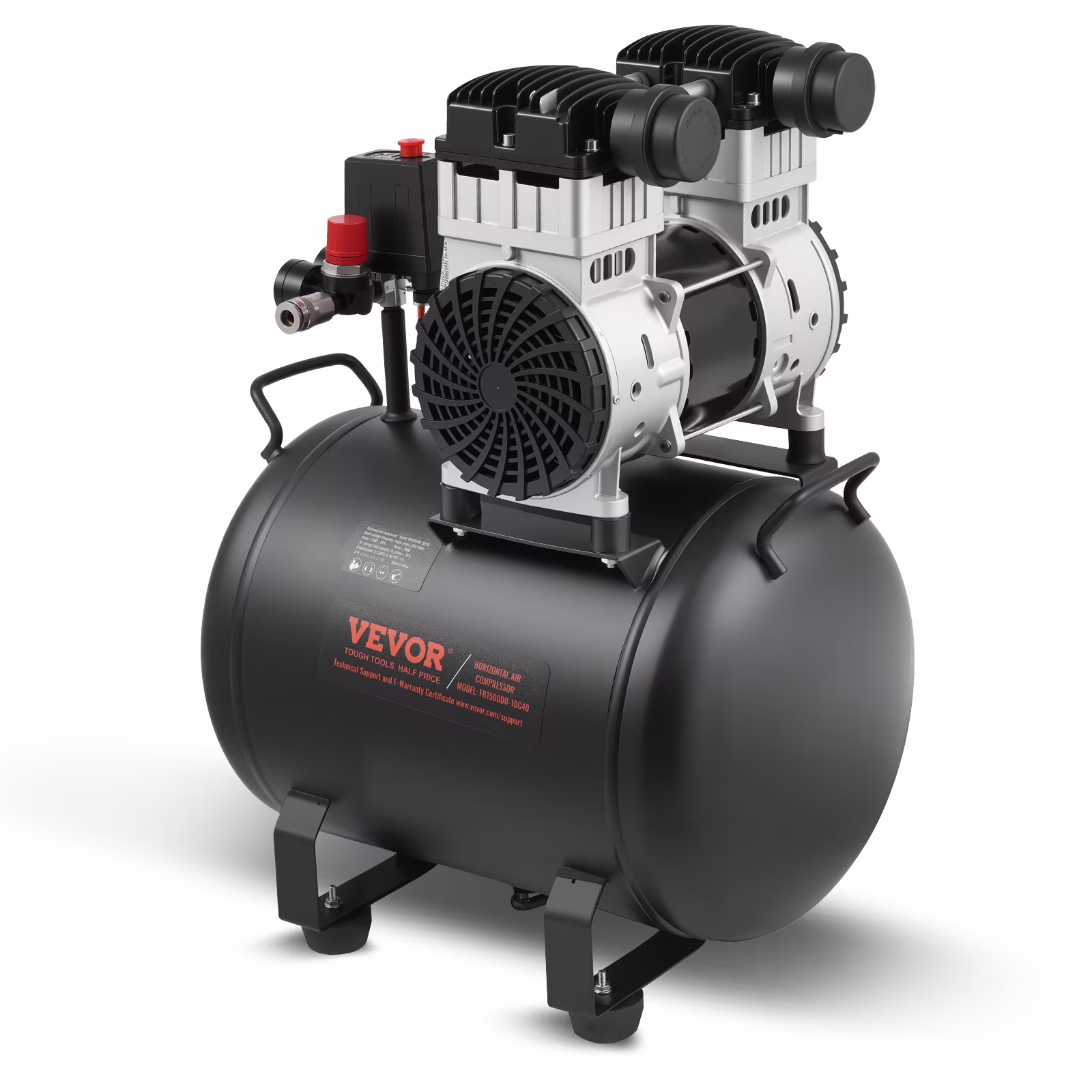 VEVOR Air Compressor, 10 Gallon Steel Tank, 2HP 5.3 CFM@90 PSI Oil Free Air Compressor & Max. 125PSI Pressure, 78dB Ultra Quiet Portable Compressor, for Auto Repair, Tire Inflation, Spray Painting