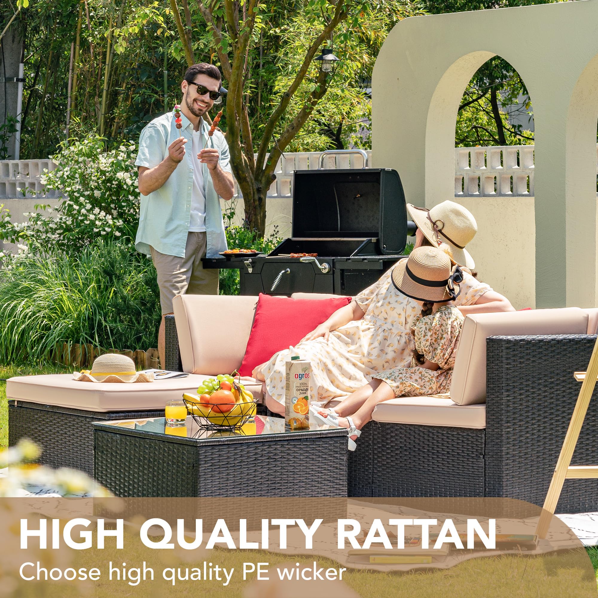 Devoko 5 Pieces Patio Furniture Sets All Weather
