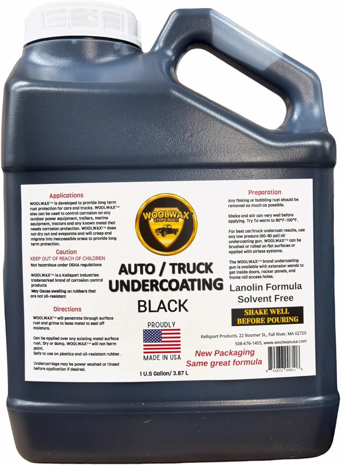 Woolwax 1 - Gallon Jug. New Package. Same Trusted Formula. U.S.A. Made Lanolin Auto Truck Undercoating - Solvent Free - 2+ Year Corrosion Protection. Color: BLACK