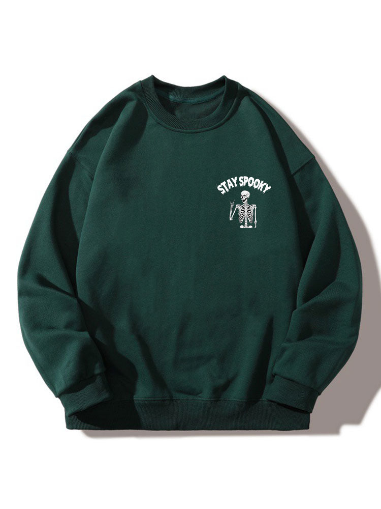 Sweat-shirt décontracté à imprimé squelette amusant pour Halloween